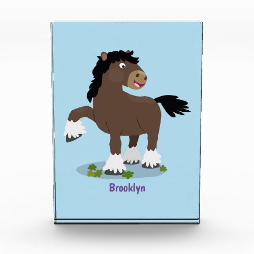 Cute Clydesdale draught horse cartoon illustration Photo Block