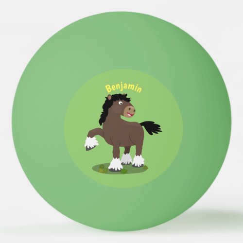 Cute Clydesdale draught horse cartoon illustration Ping Pong Ball