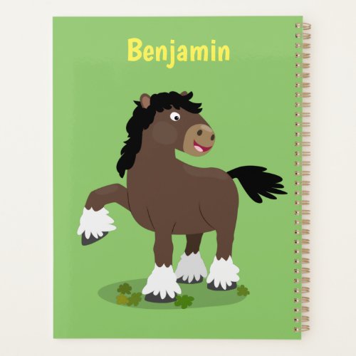 Cute Clydesdale draught horse cartoon illustration Planner