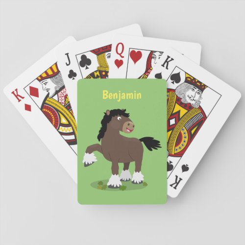 Cute Clydesdale draught horse cartoon illustration Poker Cards