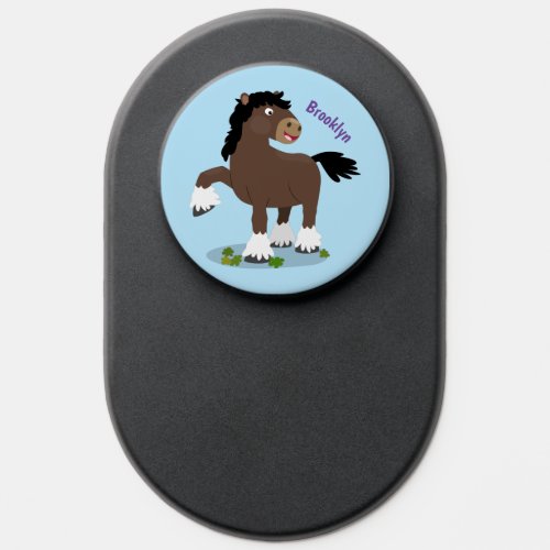 Cute Clydesdale draught horse cartoon illustration PopSocket