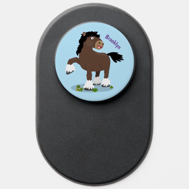 Cute Clydesdale draught horse cartoon illustration PopSocket (Popsocket)