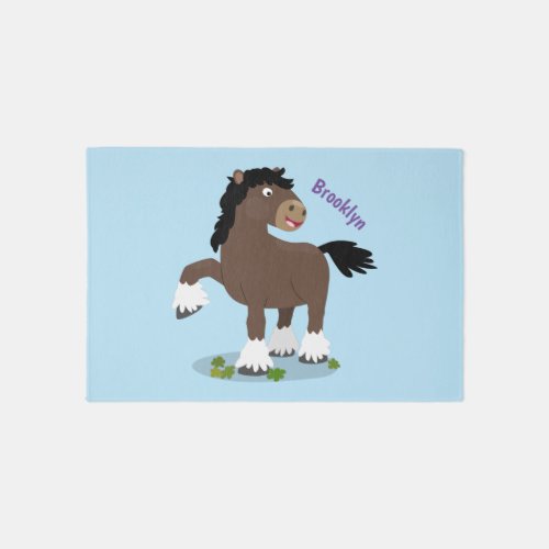 Cute Clydesdale draught horse cartoon illustration Rug