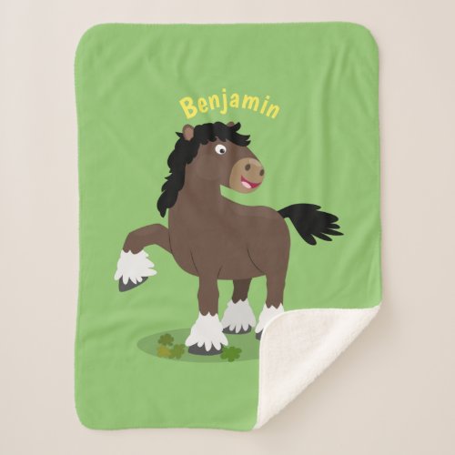 Cute Clydesdale draught horse cartoon illustration Sherpa Blanket
