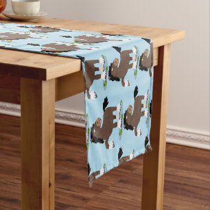 Cute Clydesdale draught horse cartoon illustration Short Table Runner