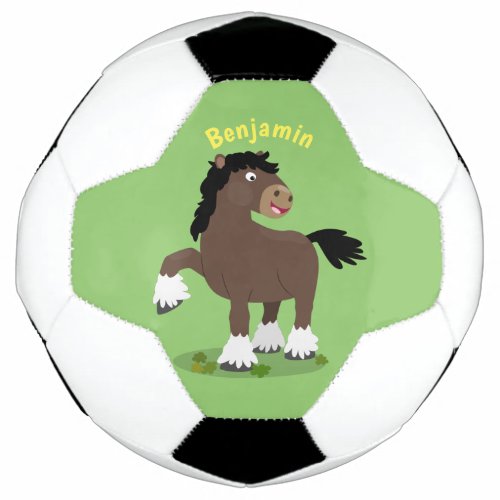 Cute Clydesdale draught horse cartoon illustration Soccer Ball