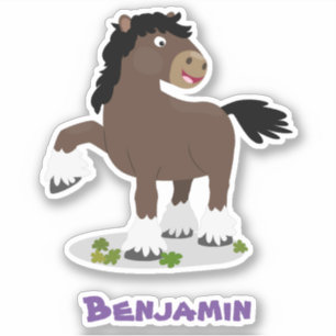 Cute Clydesdale draught horse cartoon illustration Sticker