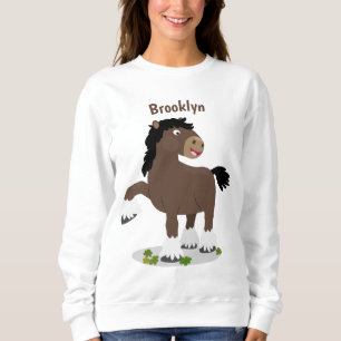 Cute Clydesdale draught horse cartoon illustration Sweatshirt