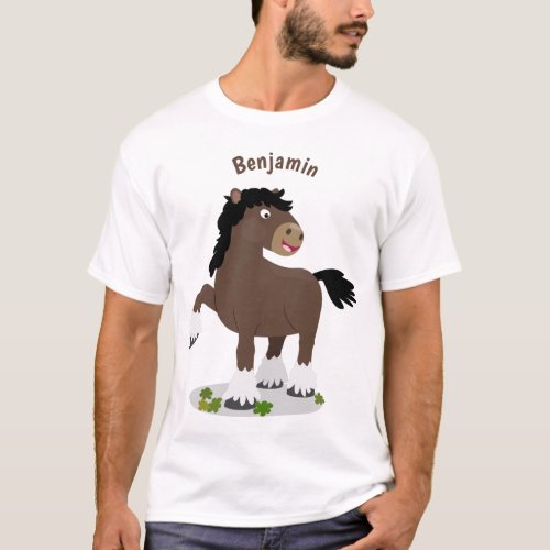 Cute Clydesdale draught horse cartoon illustration T_Shirt