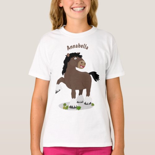 Cute Clydesdale draught horse cartoon illustration T_Shirt