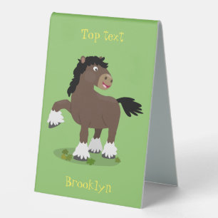 Cute Clydesdale draught horse cartoon illustration Table Tent