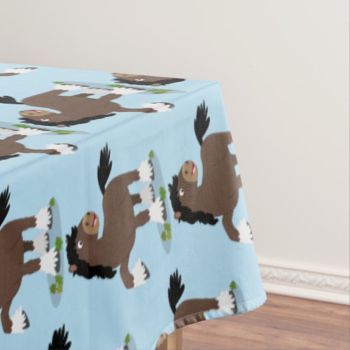 Cute Clydesdale draught horse cartoon illustration Tablecloth