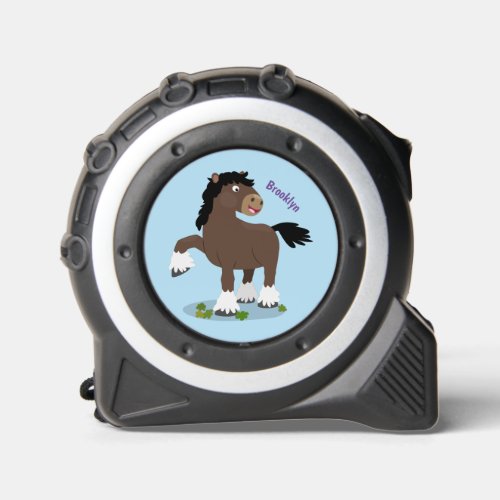 Cute Clydesdale draught horse cartoon illustration Tape Measure