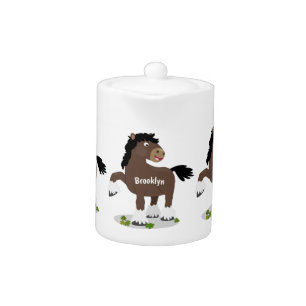 Cute Clydesdale draught horse cartoon illustration Teapot