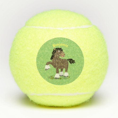 Cute Clydesdale draught horse cartoon illustration Tennis Balls