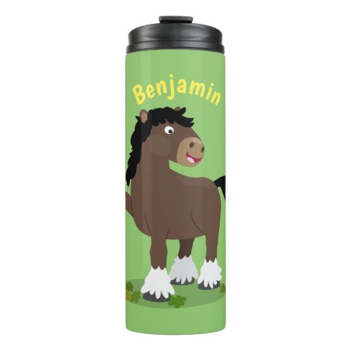 Cute Clydesdale draught horse cartoon illustration Thermal Tumbler