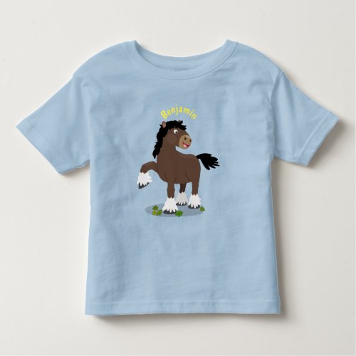 Cute Clydesdale draught horse cartoon illustration Toddler T_shirt
