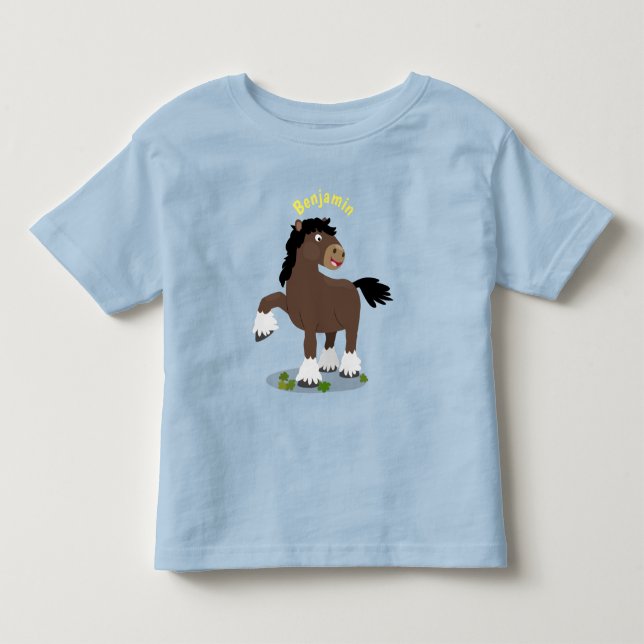 Cute Clydesdale draught horse cartoon illustration Toddler T-shirt (Front)
