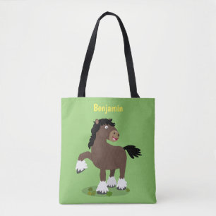 Cute Clydesdale draught horse cartoon illustration Tote Bag