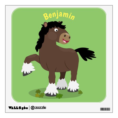 Cute Clydesdale draught horse cartoon illustration Wall Decal