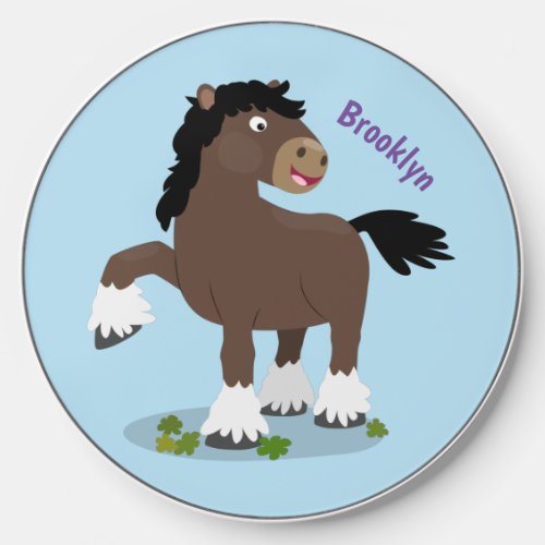 Cute Clydesdale draught horse cartoon illustration Wireless Charger
