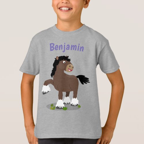 Cute Clydesdale horse cartoon illustration T_Shirt