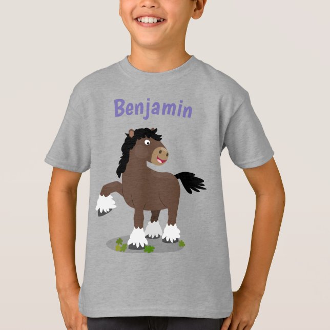 Cute Clydesdale horse cartoon illustration T-Shirt (Front)