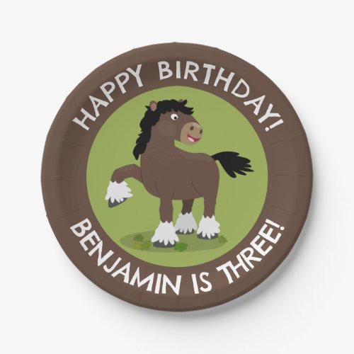 Cute Clydesdale horse personalised birthday Paper Plates