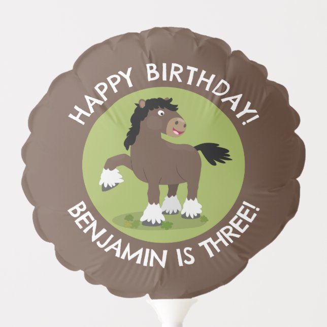 Cute Clydesdale horse personalized birthday Balloon (Front)