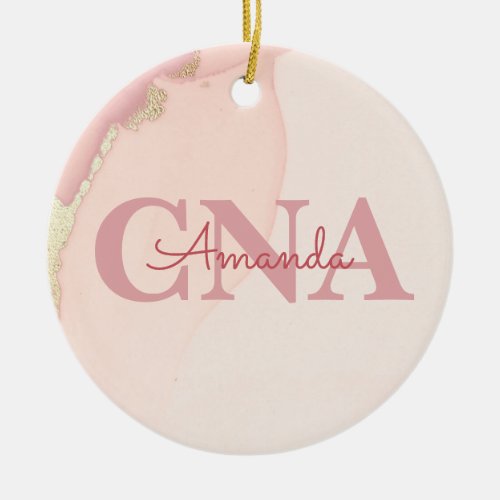Cute CNA Blush Pink Quartz Personalized Name Keych Ceramic Ornament