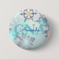 Cute CNA Ice Blue Snowflake Personalized Name