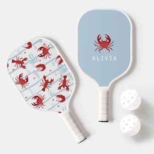 Cute Coastal Crab Monogram Pickleball Paddle