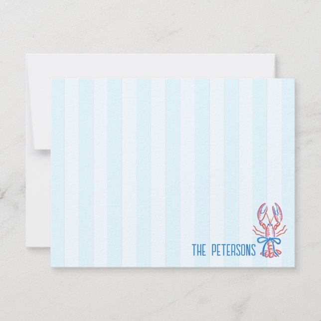 Cute Coastal Hand Drawn Lobster  Note Card (Front)