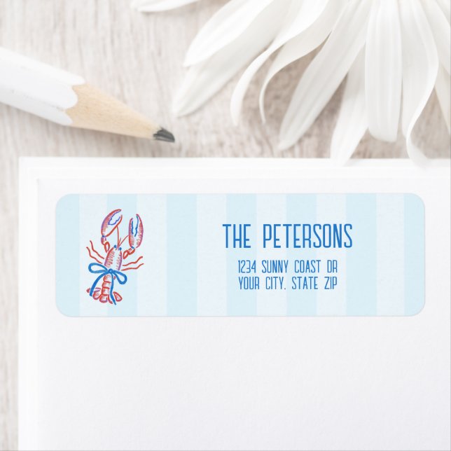 Cute Coastal Hand Drawn Lobster Return Address Label (Insitu)