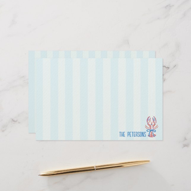 Cute Coastal Hand Drawn Lobster  Stationery (Front/Back In Situ)