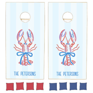 Cute Coastal Lobster Lawn Game Cornhole Set