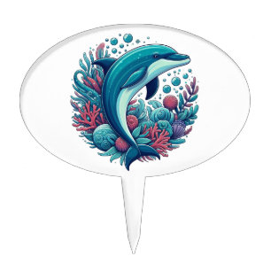 Cute, coastal/nautical dolphin  cake topper