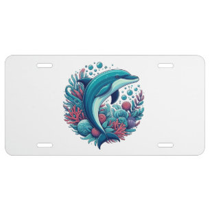 Cute, coastal/nautical dolphin license plate