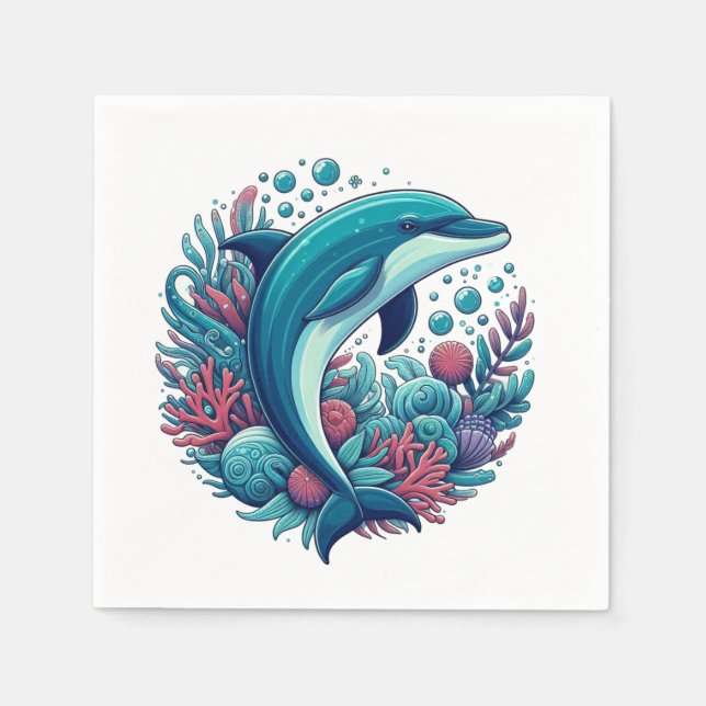 Cute, coastal/nautical dolphin  napkins (Front)