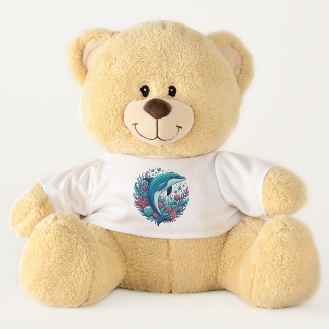 Cute, coastal/nautical dolphin  teddy bear (Front)