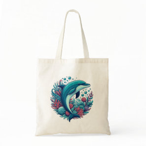 Cute, coastal/nautical dolphin  tote bag