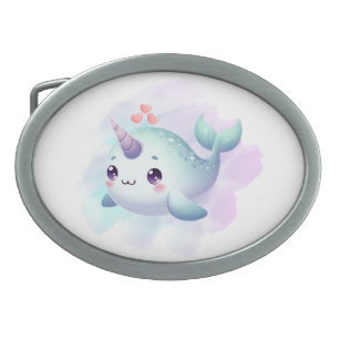 Cute/coastal/nautical narwhal belt buckle