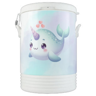 Cute/coastal/nautical narwhal beverage cooler