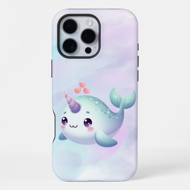 Cute/coastal/nautical narwhal  iPhone case (Back)