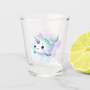 Cute/coastal/nautical narwhal  shot glass
