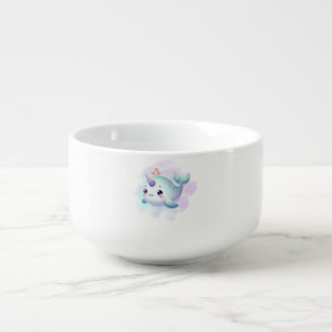 Cute/coastal/nautical narwhal soup mug