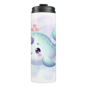 Cute/coastal/nautical narwhal  thermal tumbler