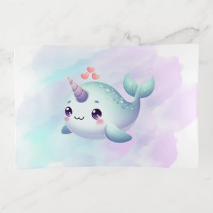 Cute/coastal/nautical narwhal trinket tray