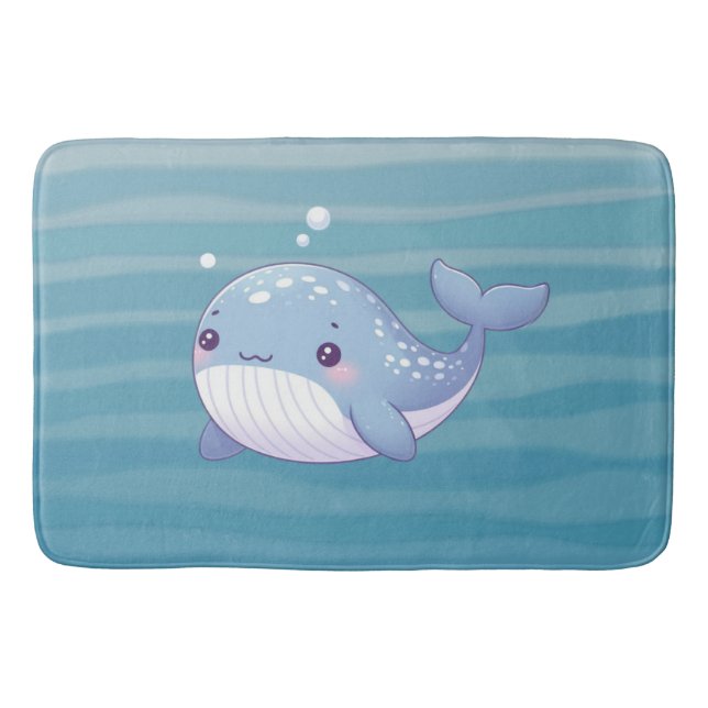 Cute, coastal/nautical whale bath mat (Front)
