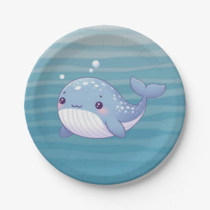 Cute, coastal/nautical whale paper plates